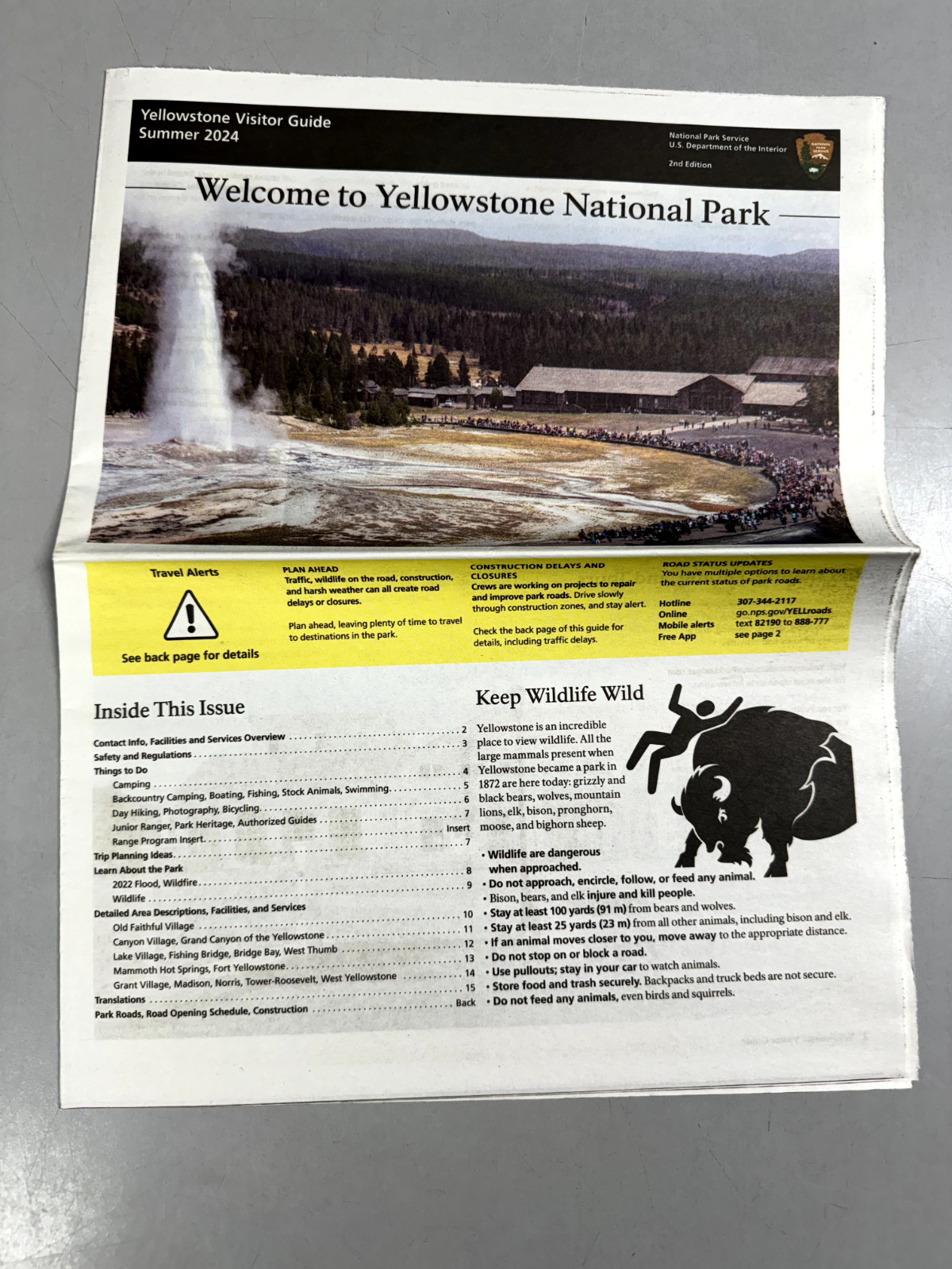 NPS Yellowstone National Park Visitor Guide Newspaper – Montana 2024 – Brand New