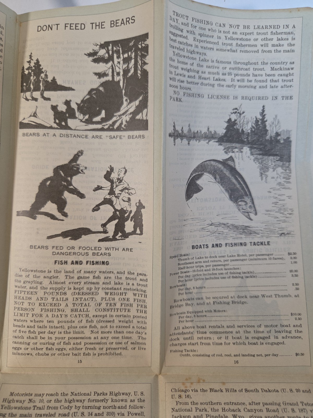 1940 Motorists Guide to Yellowstone National Park w Large Map