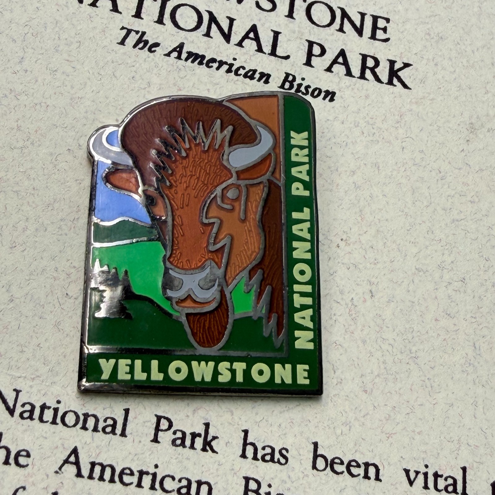 Yellowstone National Park Buffalo Bison Wyoming Lapel Pin Travel Association