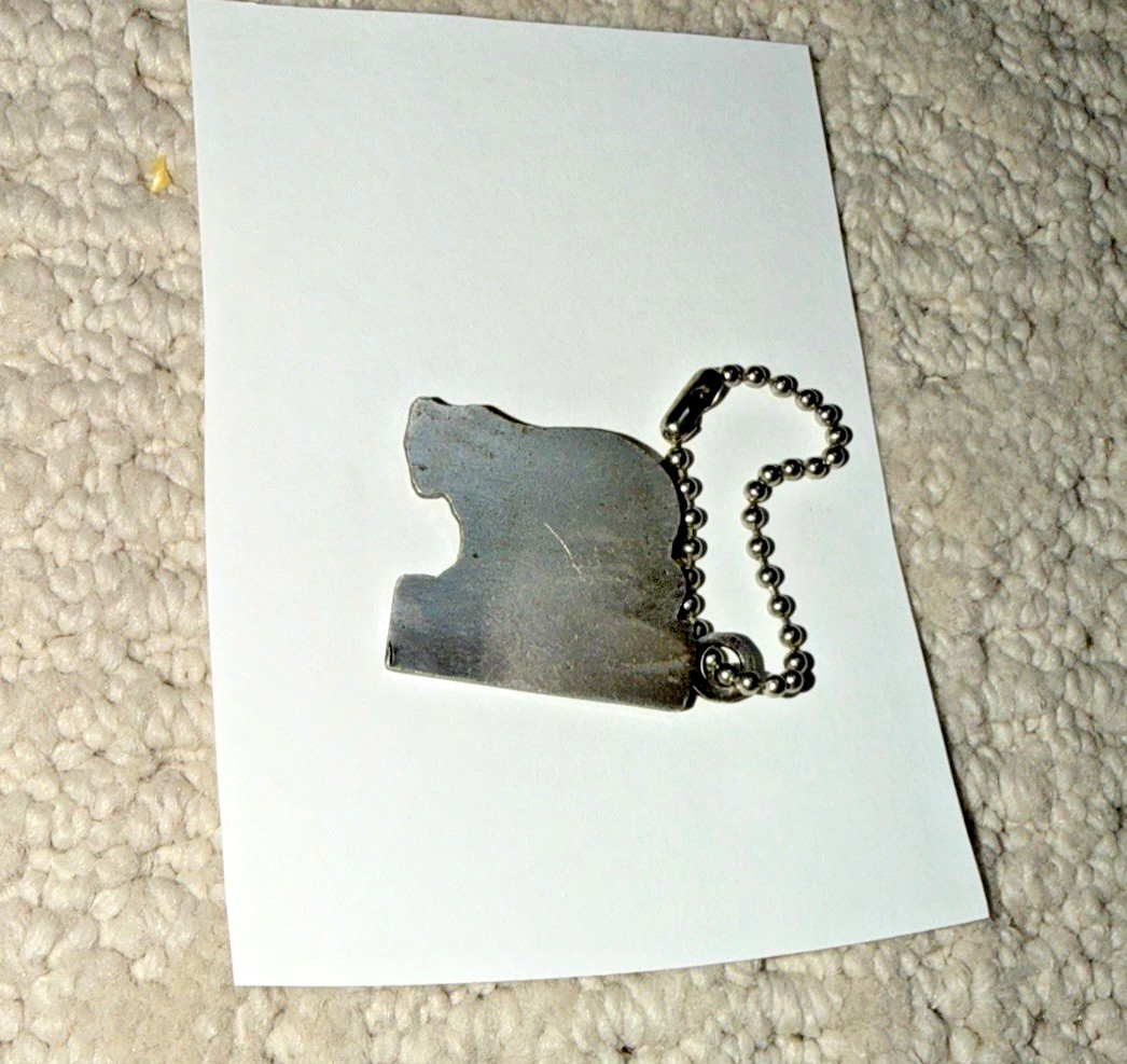 1950s GLACIER NATIONAL PARK Pewter BEAR KEYCHAIN / FOB & Brochure / Map