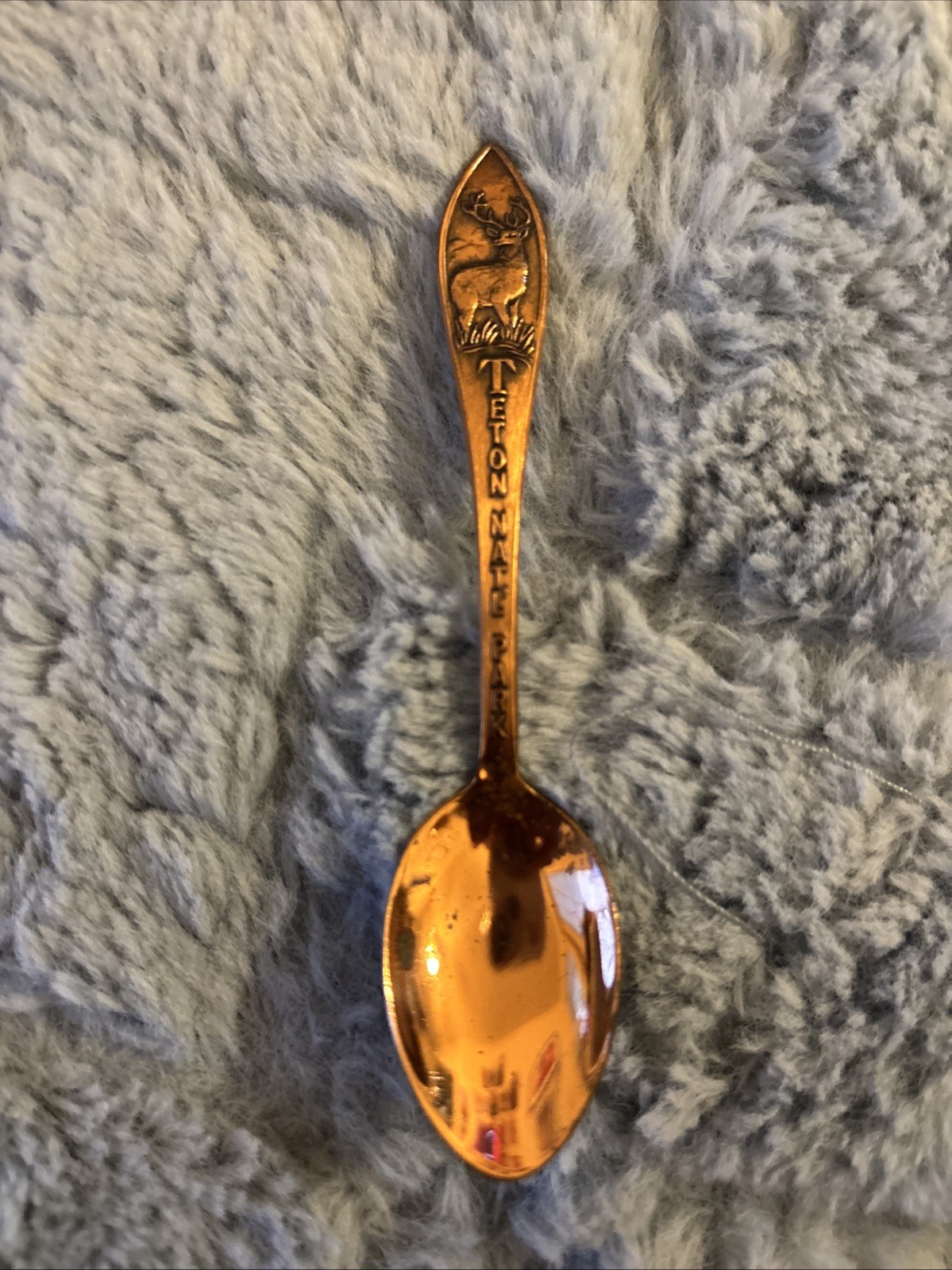 Vintage Solid Copper Teton National Park Souvenir Spoon 4.25″ long