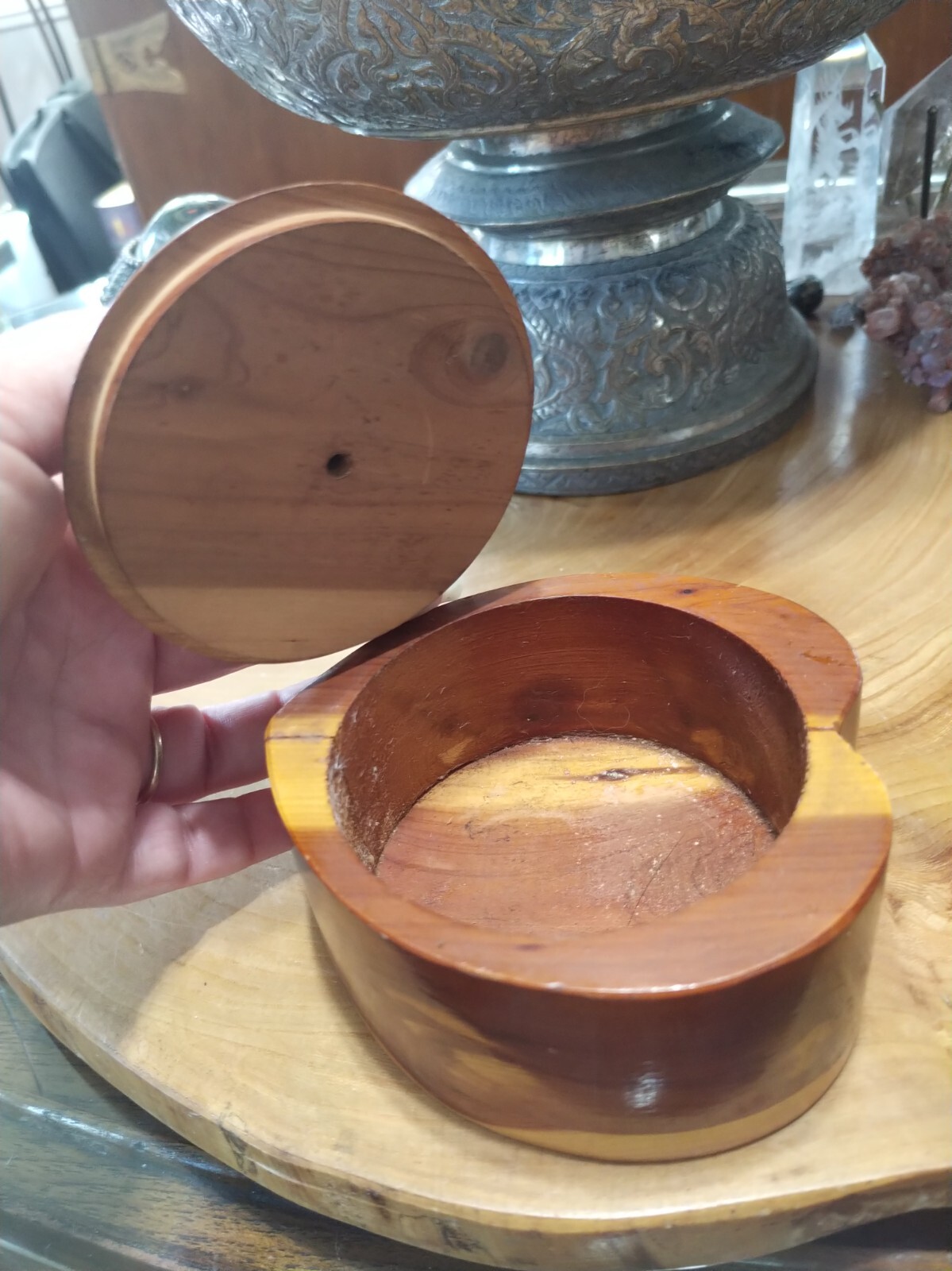 Vintage Yellowstone National Park cedar wood heart trinket box
