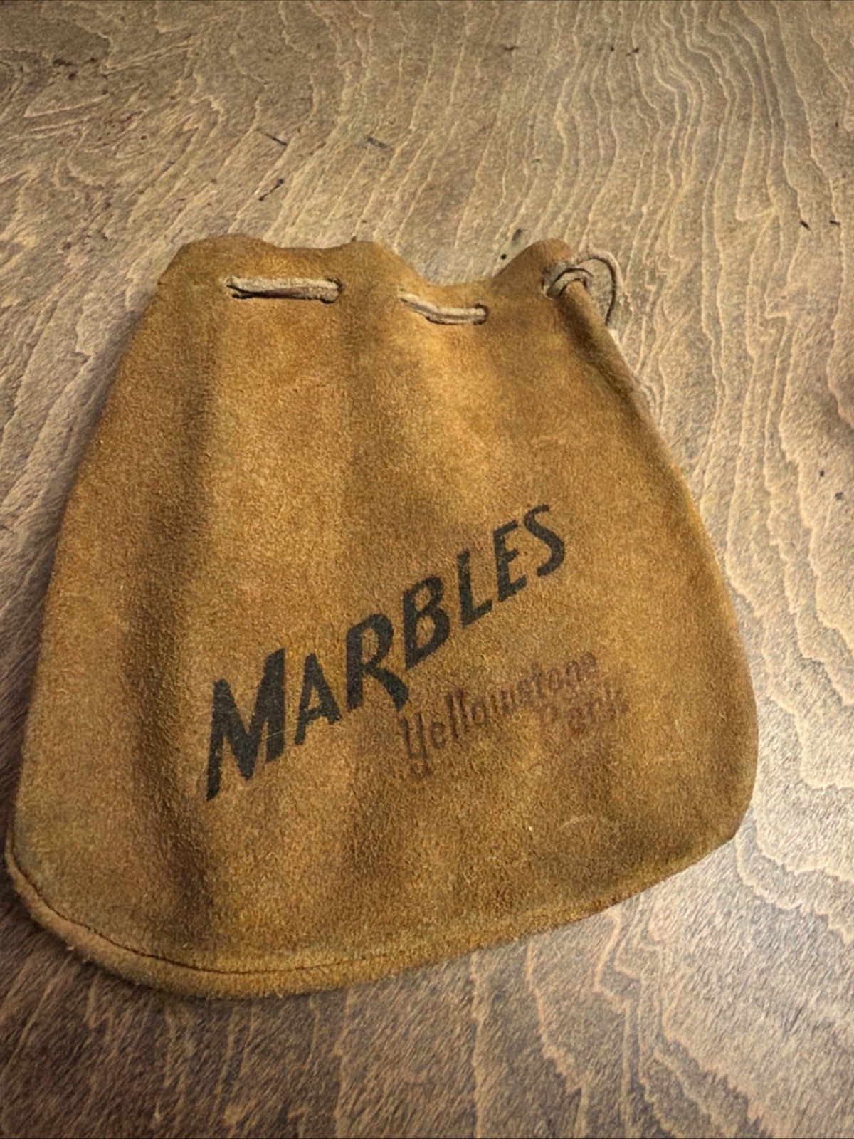 Marble Bag Vintage 1950s Yellowstone Park Suede Leather Souvenir Pouch