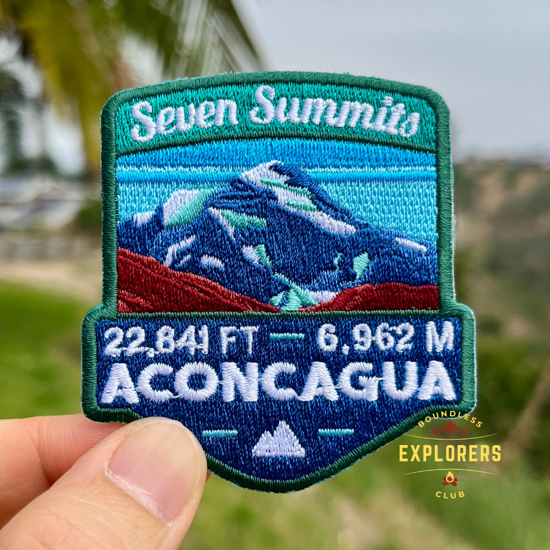 Mt Aconcagua – Seven Summits Patch: 2.75-Inch Iron-On Embroidered Badge
