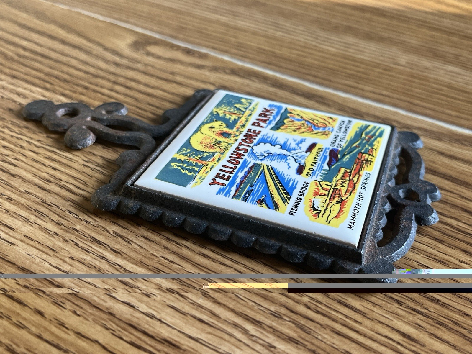 Vintage Yellowstone National Park Trivet Cast Iron Wall Made in Japan 60s 70s