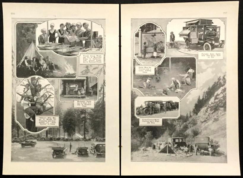 Auto Camps Car Camping 1924 pictorial “Gypsy Life in Autos Lures Tourist Hosts”