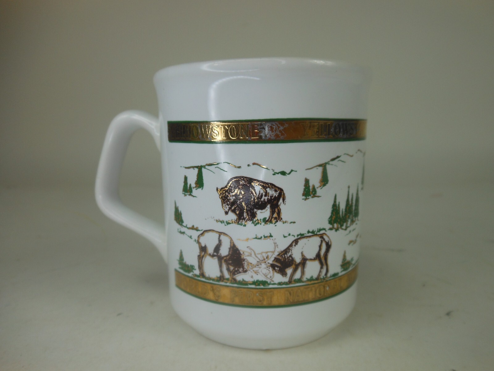 Vintage Mug Yellowstone National Park Buffalo Bear Coffee Cup