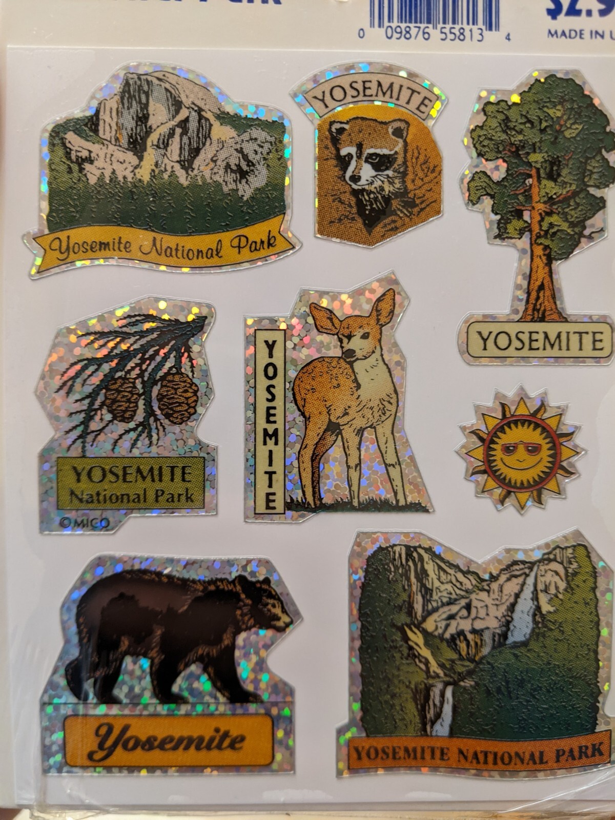 Vintage Holographic Yosemite National Park Souvenir Prism Stickers NOS Animals