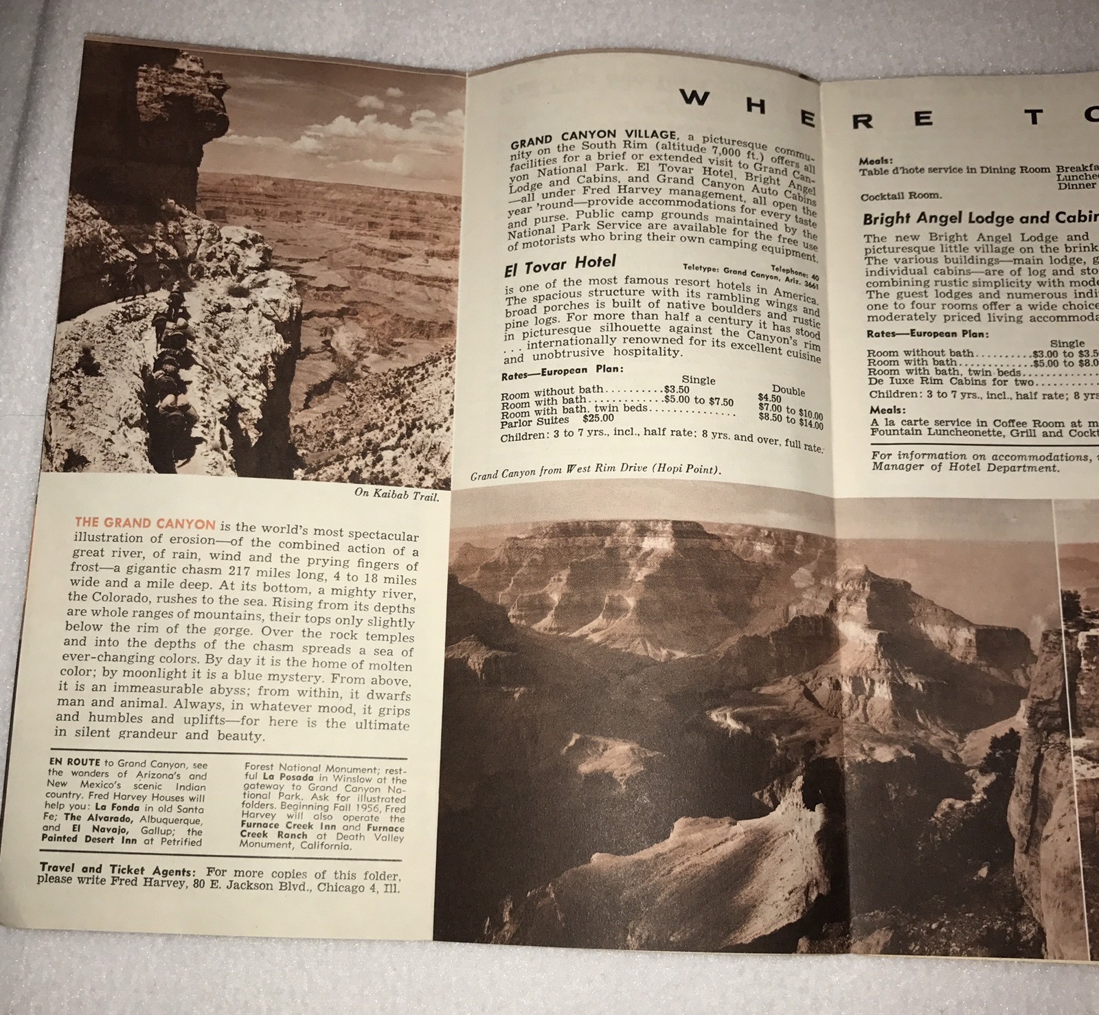 =Grand Canyon National Park 1956 Map Brochure Arizona’s All Year Vacation Land