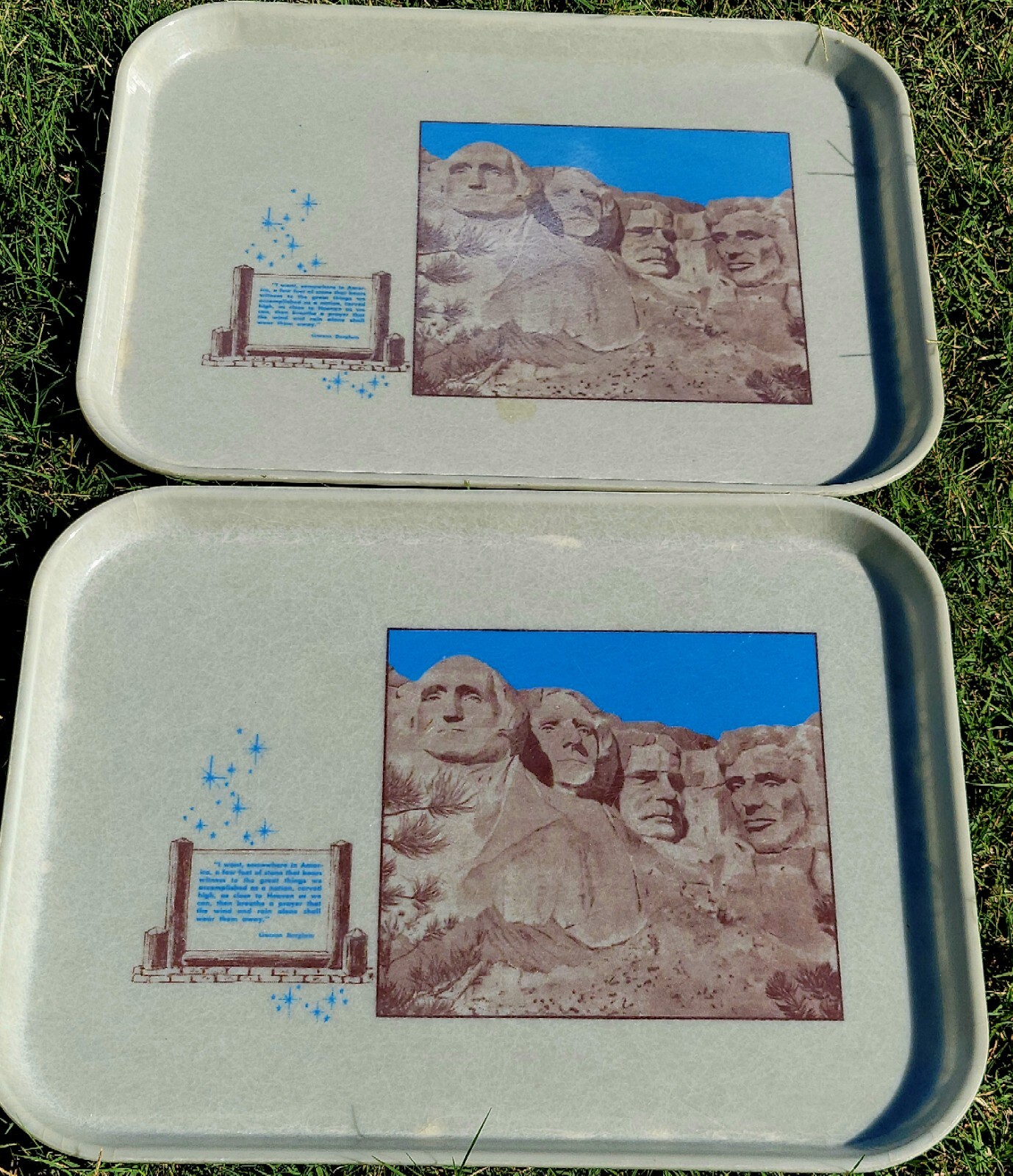 2 Rare Vintage Mount Mt RUSHMORE Cafeteria Trays Retired National Monument Cafe