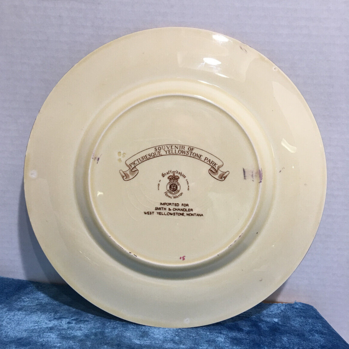 1960’S OLD FAITHFUL GEYSER, YELLOWSTONE PARK COLLECTOR PLATE SMITH & CHANDLER