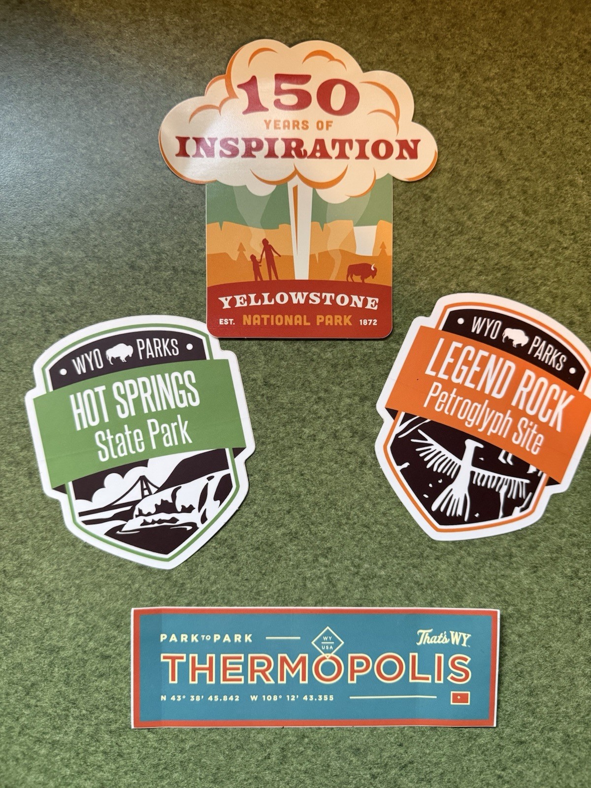 Wyoming State Parks and Yellowstone National. Travel Historical Stickers. 4pack.
