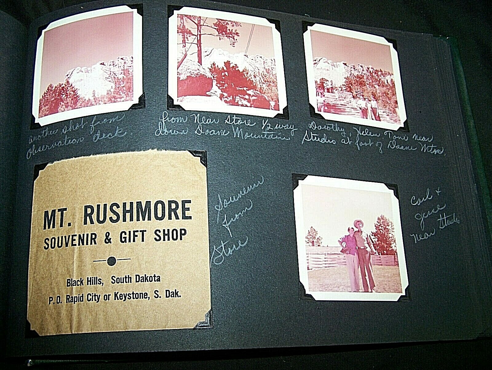 1956 BLACK HILLS, SOUTH DAKOTA VACATION SCRAPBOOK~PHOTOS, POSTCARDS, BOOKLETS