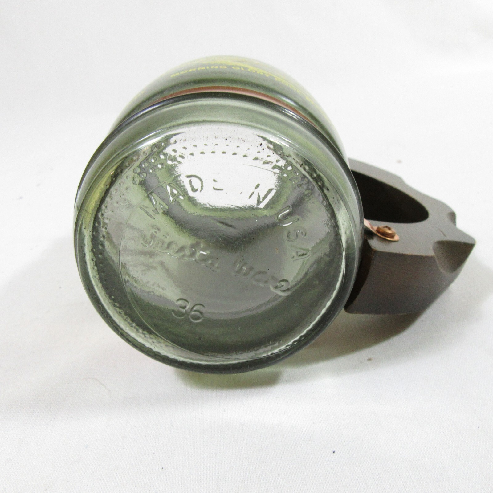 1970s Siesta Ware Souvenir Yellowstone National Park Rare Green Glass Mug w Wood