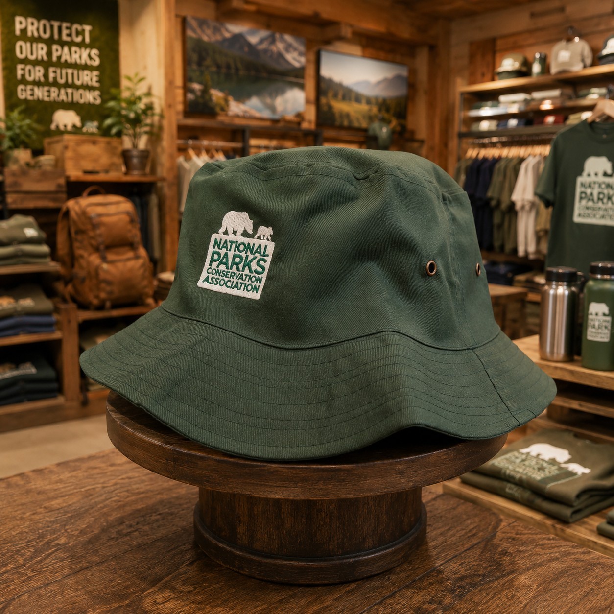 National Parks Conservation Association Green Bucket Hat Embroidered Adult