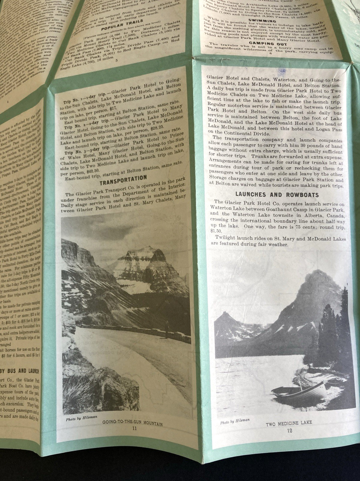 Vintage 1938 Motorists Guide GLACIER National Park Brochure Outdoors Hiking