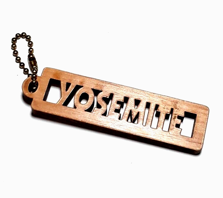 YOSEMITE Wooden Rectangle Keyring Keychain EUC
