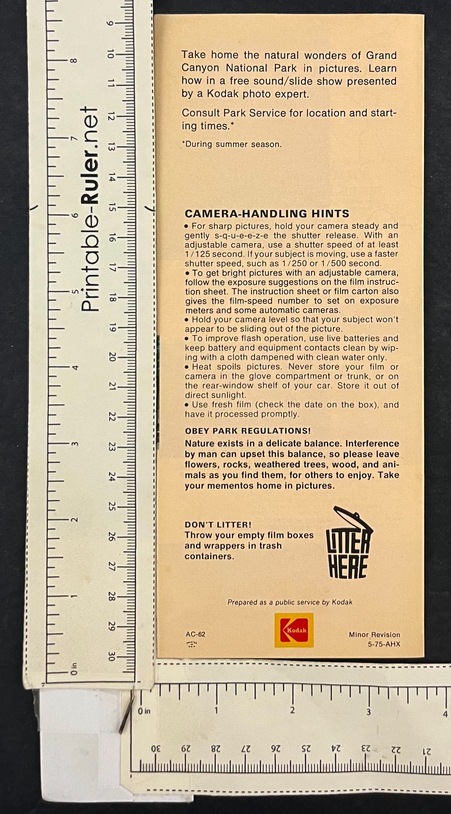 1975 Bryce Grand Canyon National Parks Picture Taking Vintage Travel Brochure