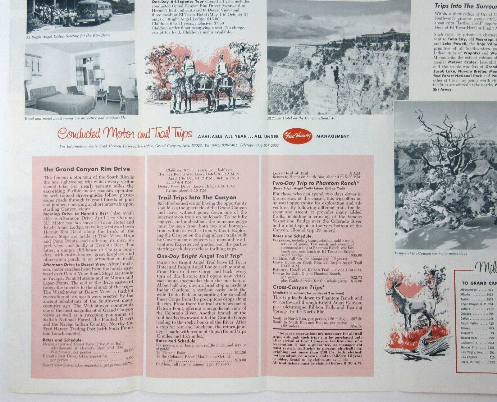 Grand Canyon Travel Brochure 50th Anniversary Fred Harvey Lodge Cabins Map 1966