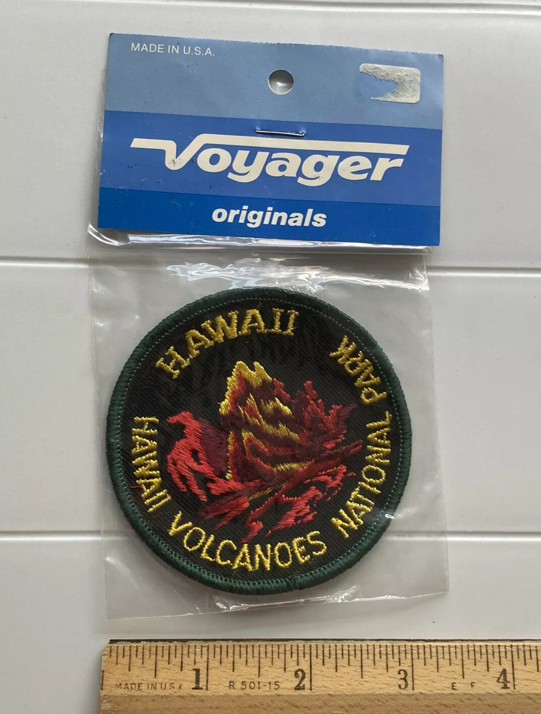 NIP Hawaii Volcanoes National Park Erupting Volcano Round Voyager Souvenir Patch
