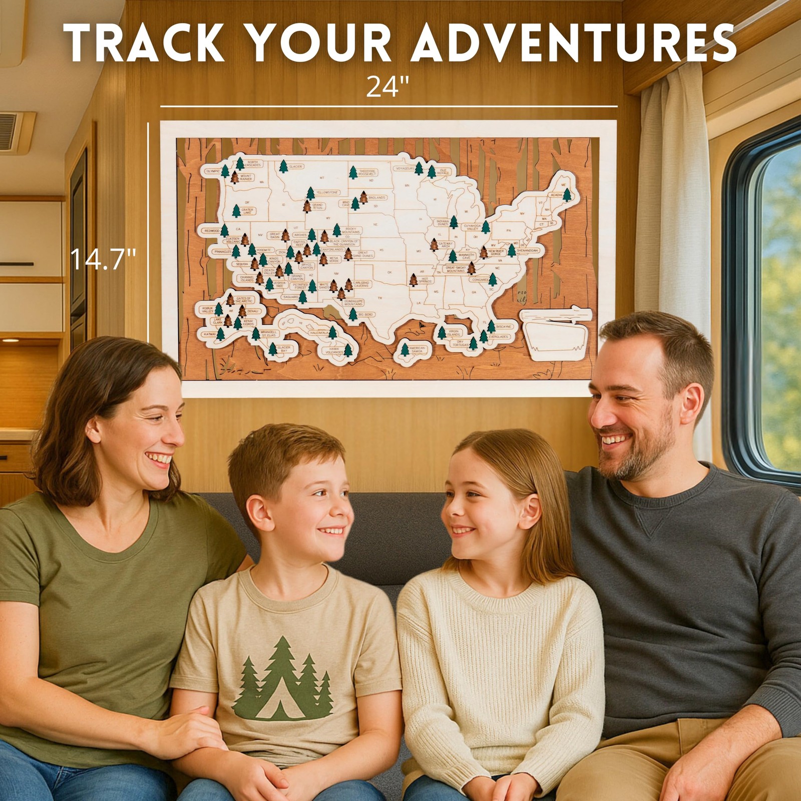 National Parks Map – USA Travel Tracker with Checklist, Pins & Stickers –