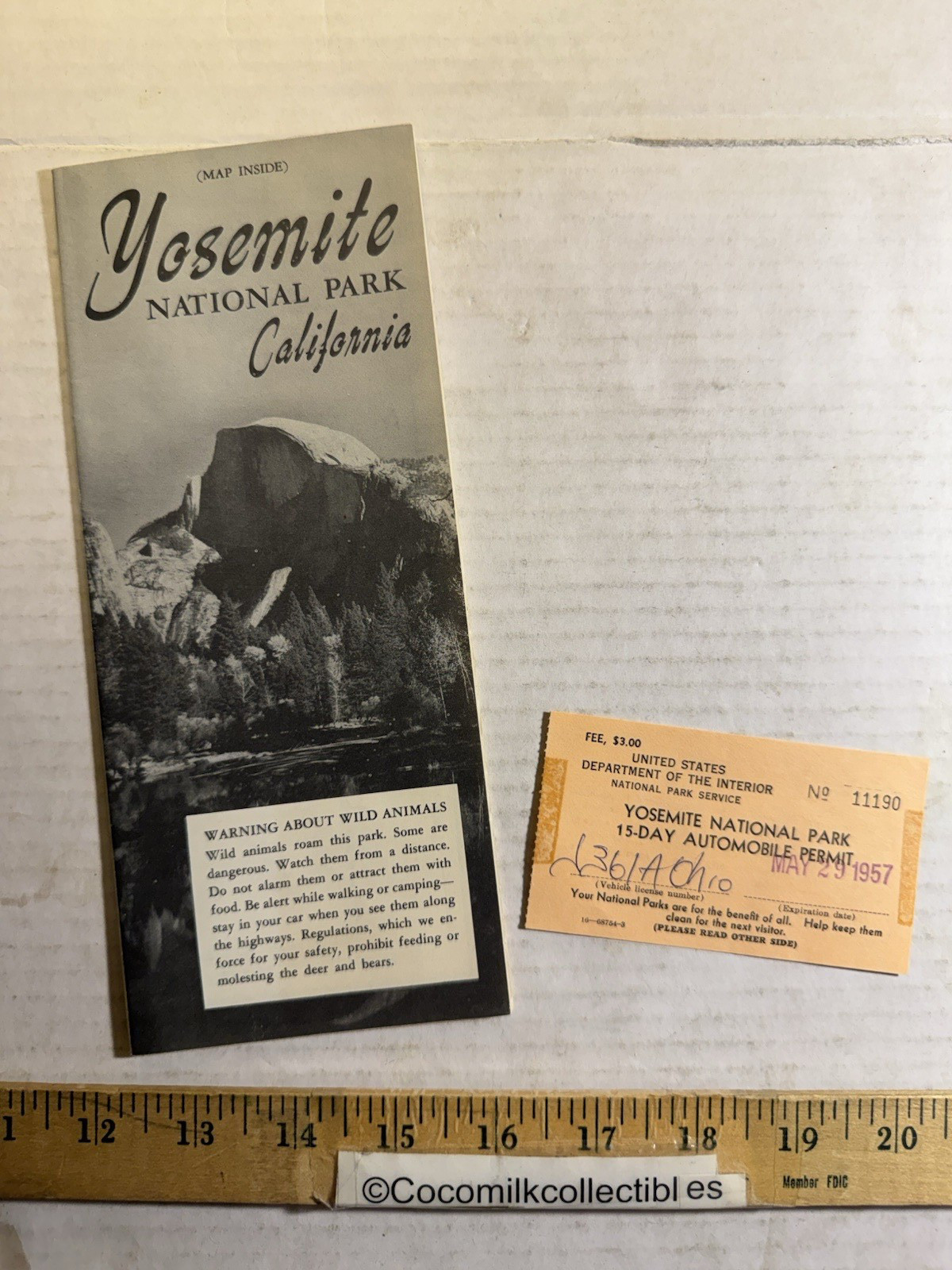 Vintage 1957 Yosemite National Park California Information Guide & Permit