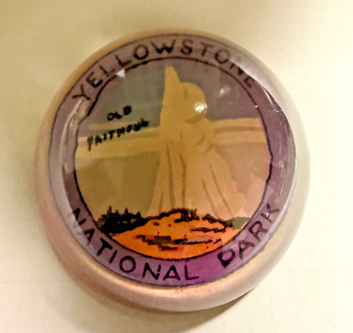 Vintage Glass Paperweight Old Faithful Yellowstone National Park