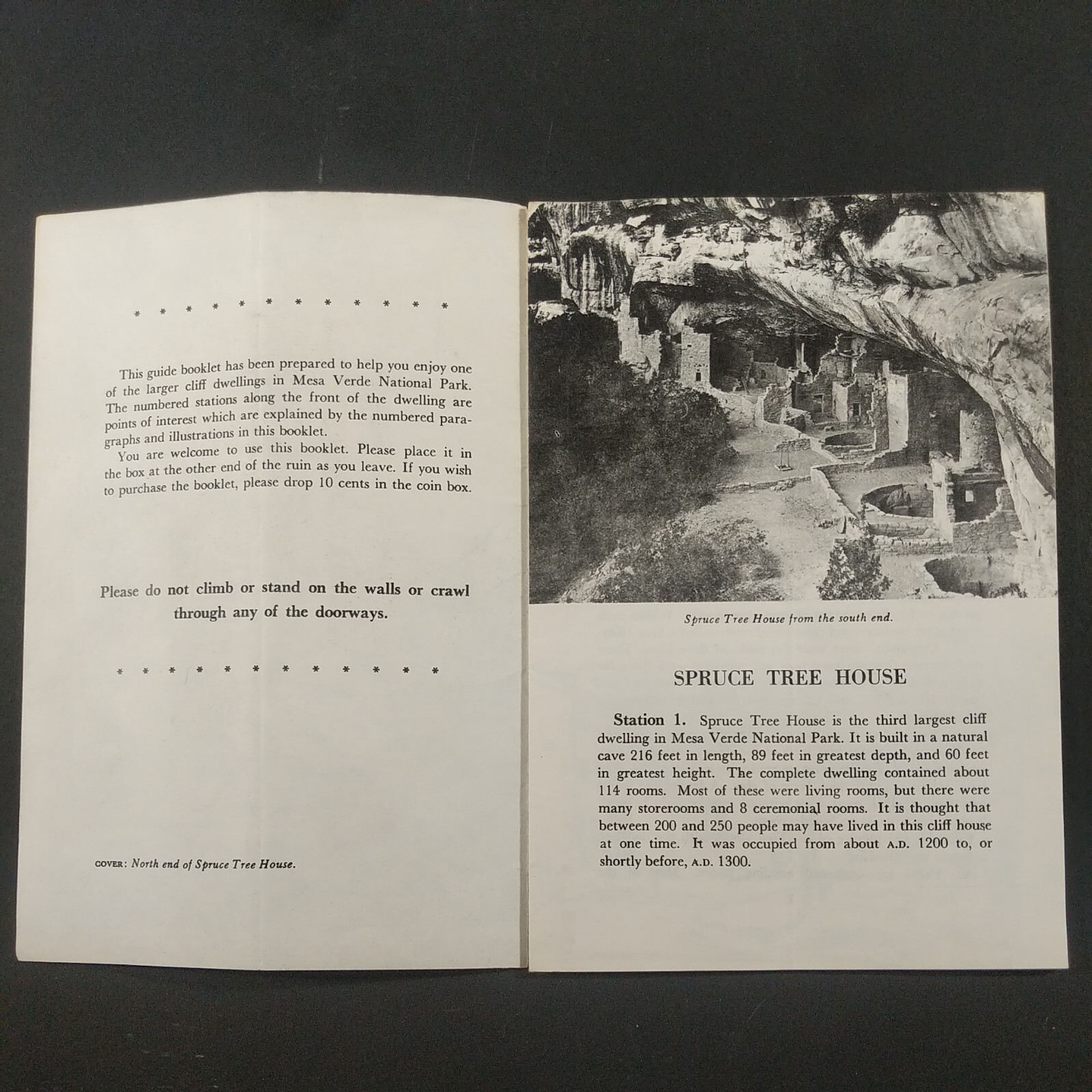 Vtg 1950’s Spruce Tree House Mesa Verde National Park Pamphlet Map Info booklet
