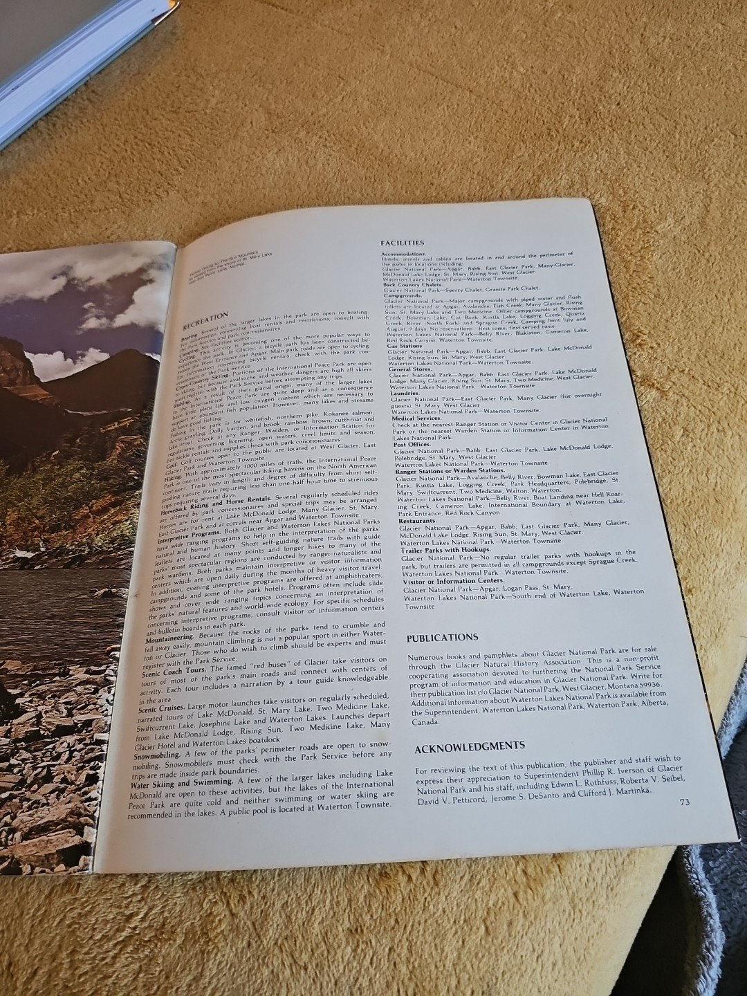 National Parkways Guide To Glacier & Waterton Lakes National Parks Vintage 1974