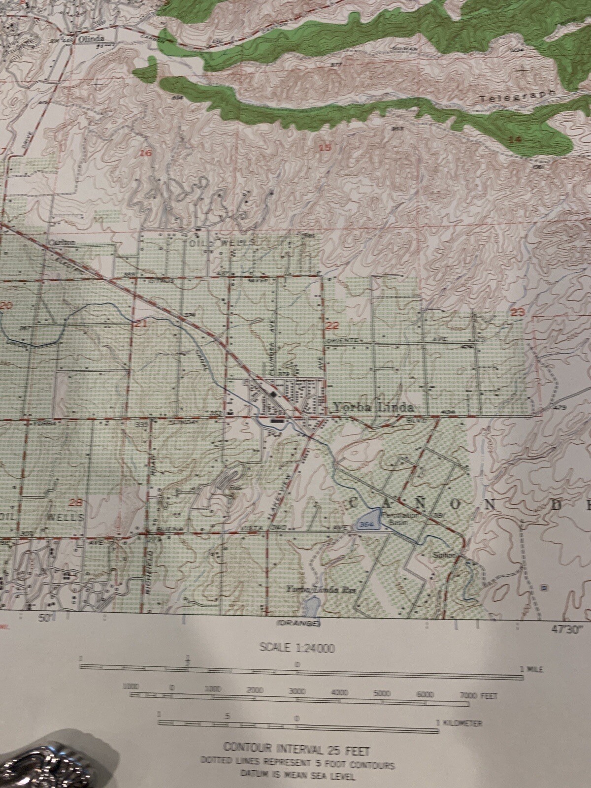 VTG 1949 Topographic Map Yorba Linda CA 22