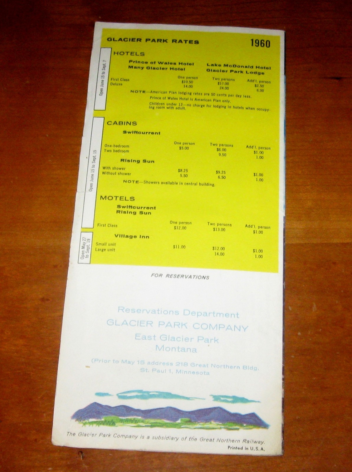 1960 Glacier National Park Brochure Greater Northern Railway USA Travel History