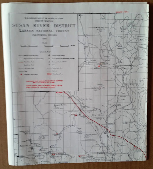 Susan River USDA Forest Service Map 1952- District-Lassen National Forest- Clean