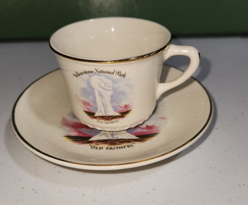 ENCO Views of America Series Yellowstone Nat’l Park Demitasse Cup 22K Gold Trim
