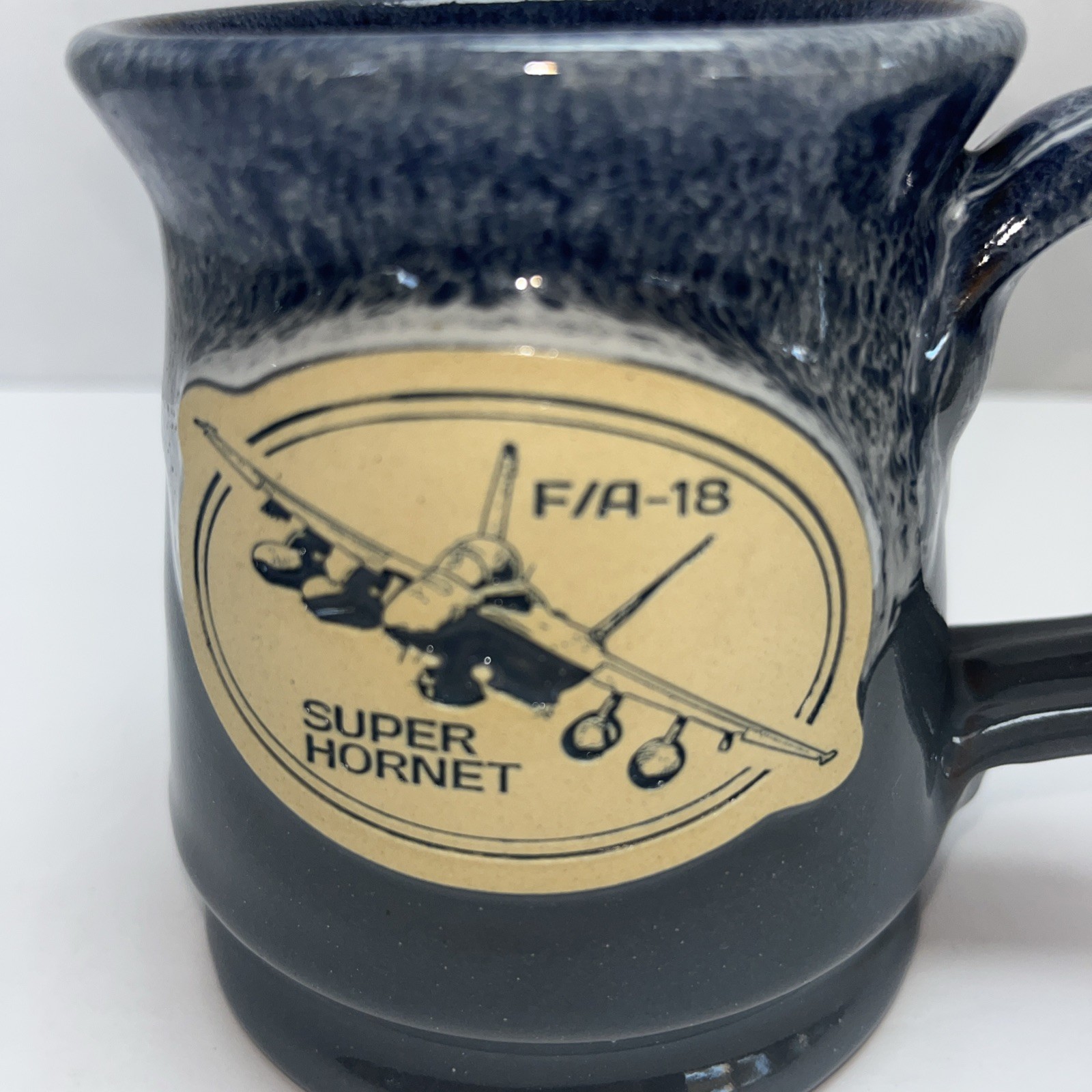 Deneen Pottery Stoneware Mug – Airplane FA 18 SUPER HORNET blue