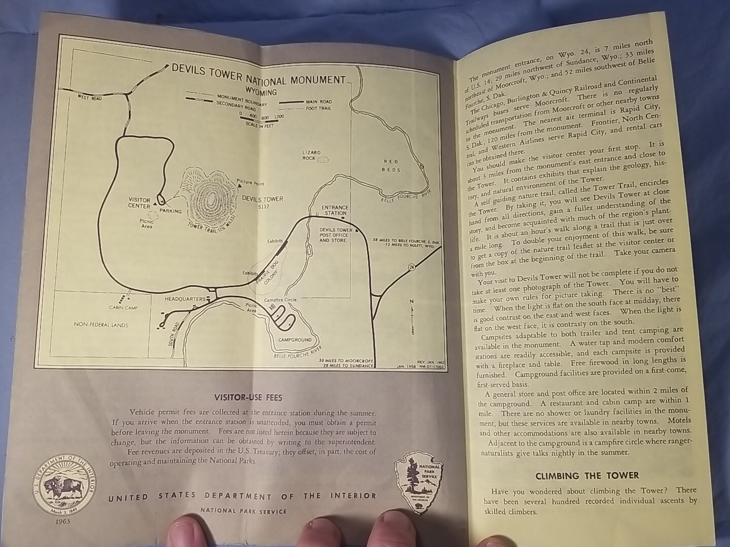 1967 Vintage Devils Tower National Monument Wyoming Travel Brochure