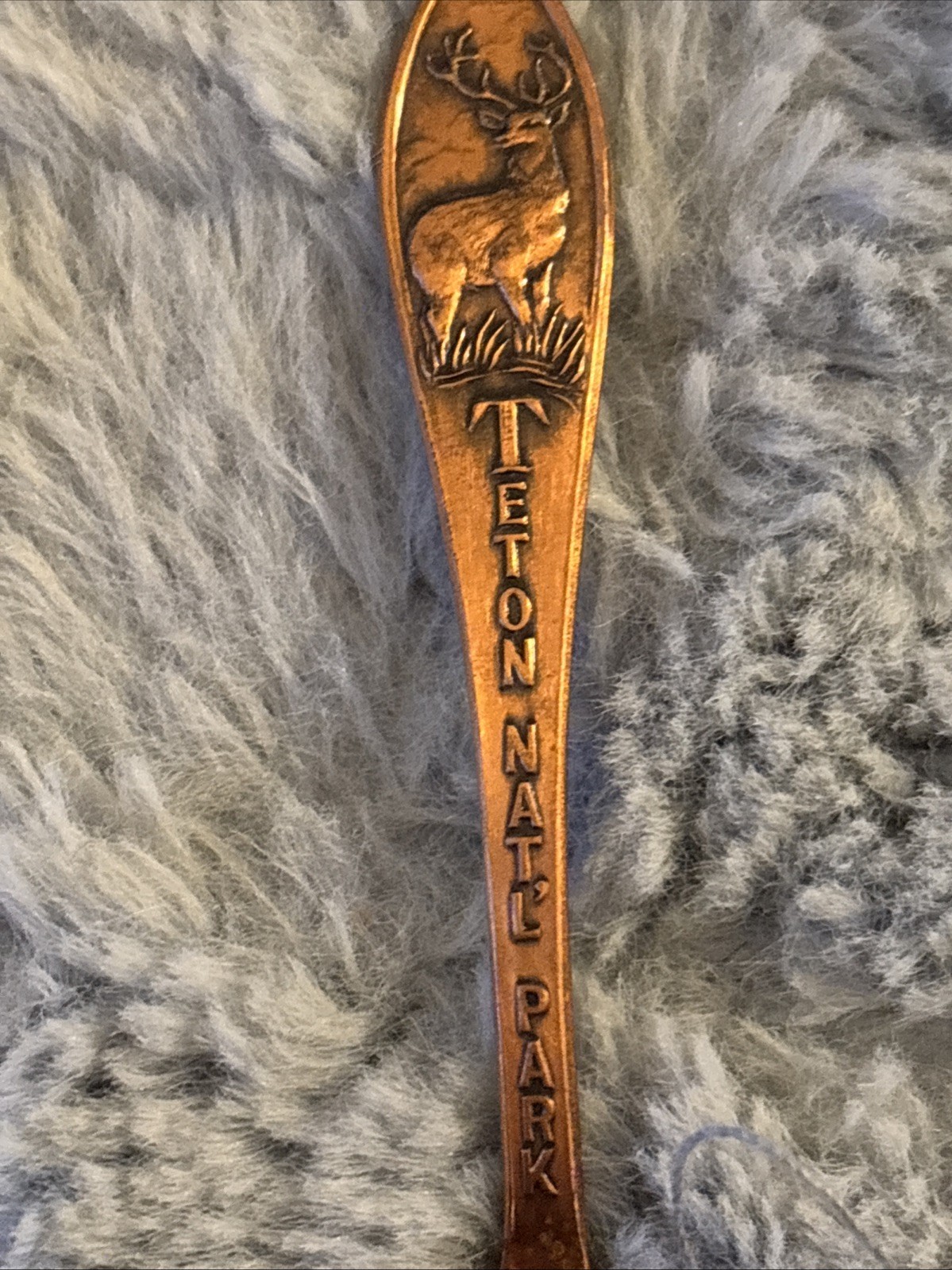 Vintage Solid Copper Teton National Park Souvenir Spoon 4.25″ long