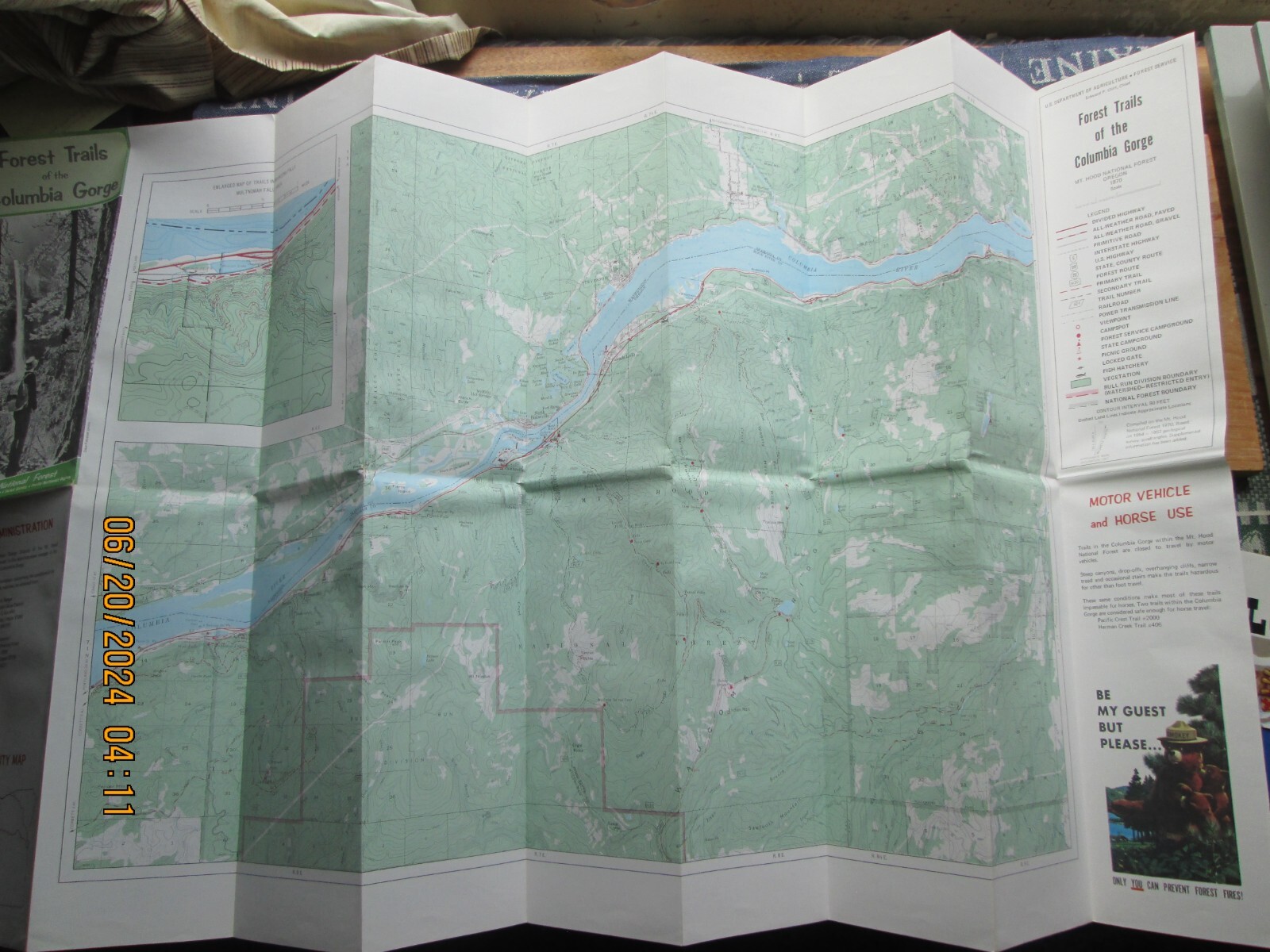 forest trails of the Columbia Gorge Mt Hood National Forest oregon map 1970