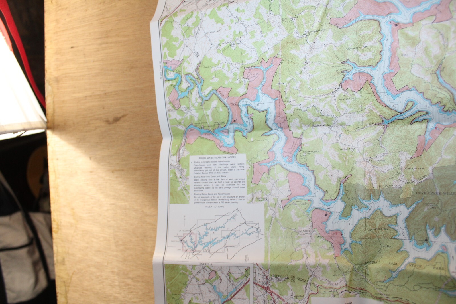 1985 Norris Lake Tennessee 21-1/2″ x 17″ Navigation Recreation Map TVA