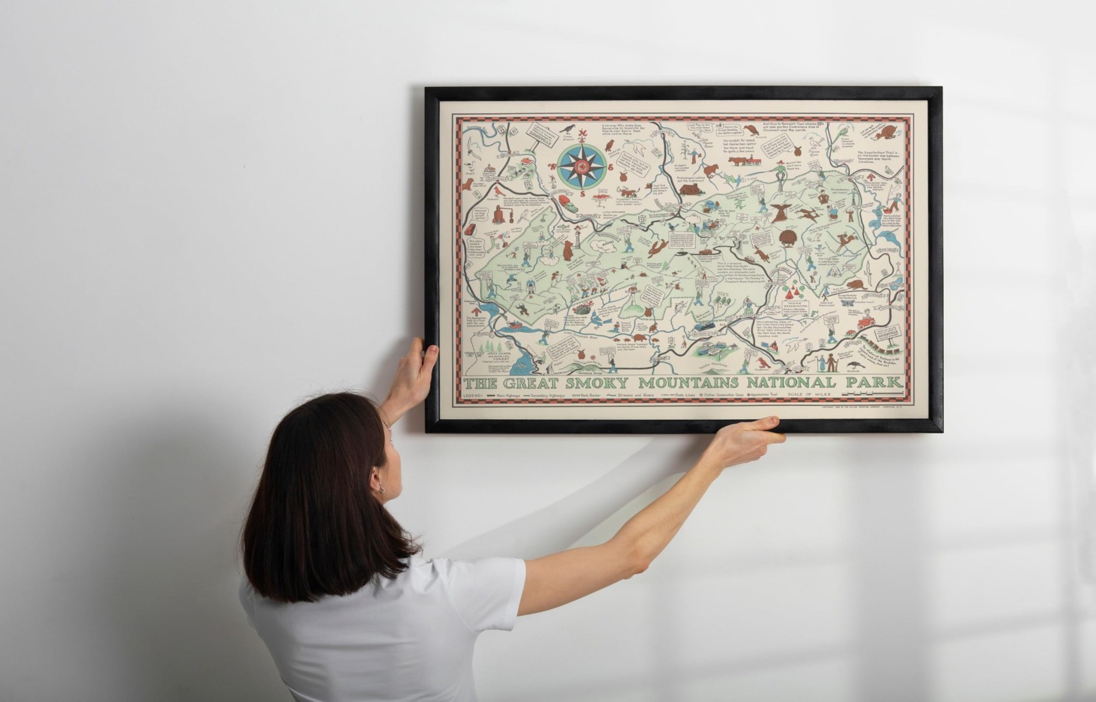 Vintage 1939 Great Smoky Mountains Pictorial Map – Historical Wall Art 24″x16