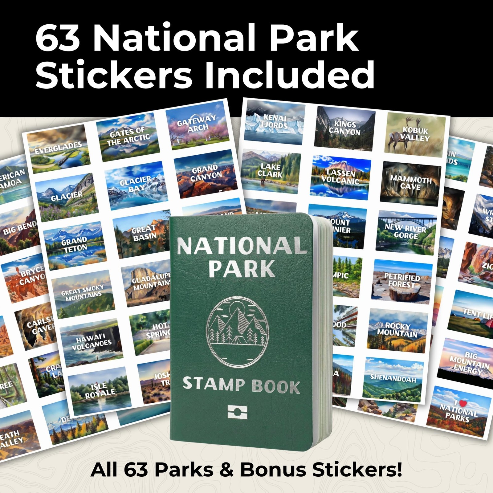National Parks Stamp Book with Sticker Set PassportSized National Park Book w…
