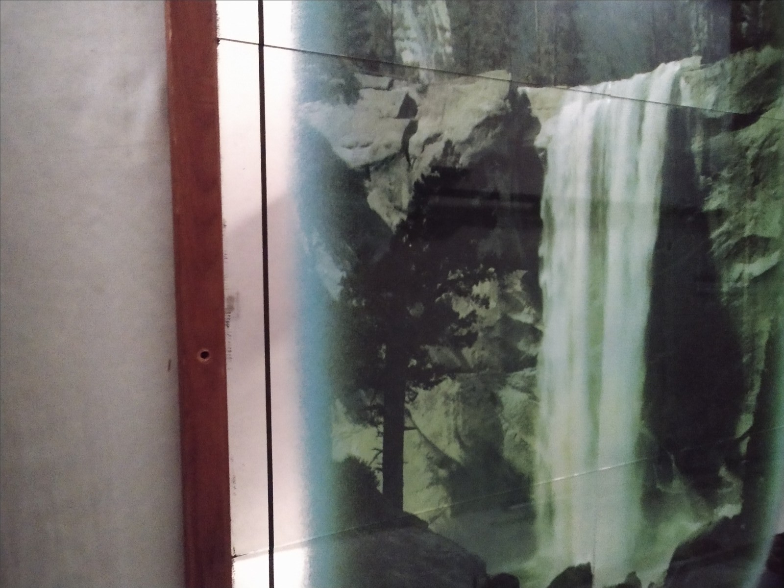 Vintage Yosemite Vernal Falls Reverse Print Mirror Glass Wood Back/Frame 26″x38″