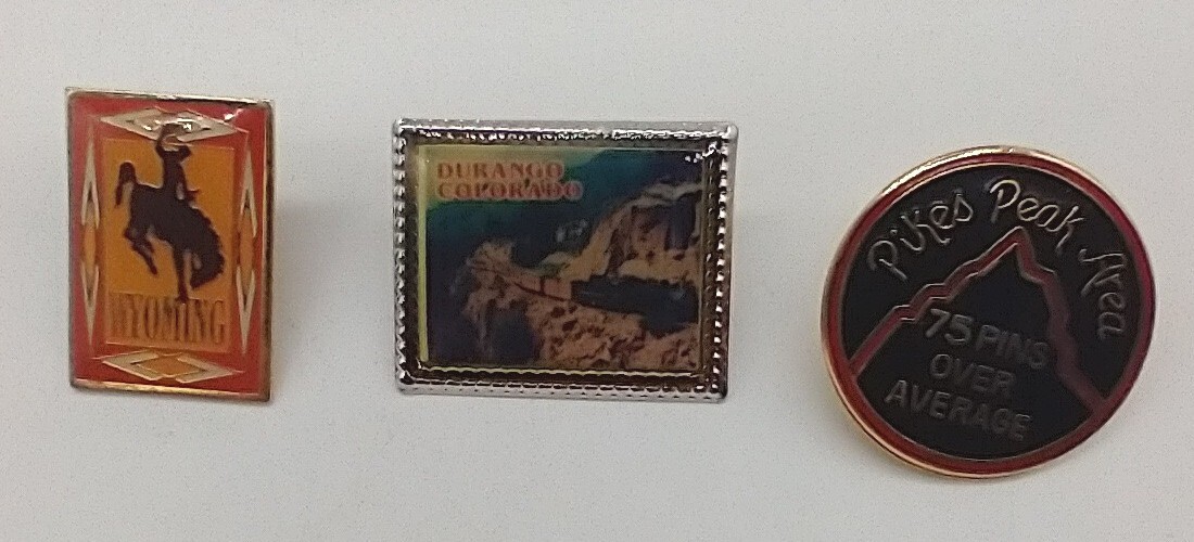 Vintage Wyoming Pikes Peak Area Durango Colorado Pins Set Of 3 Gold Silver