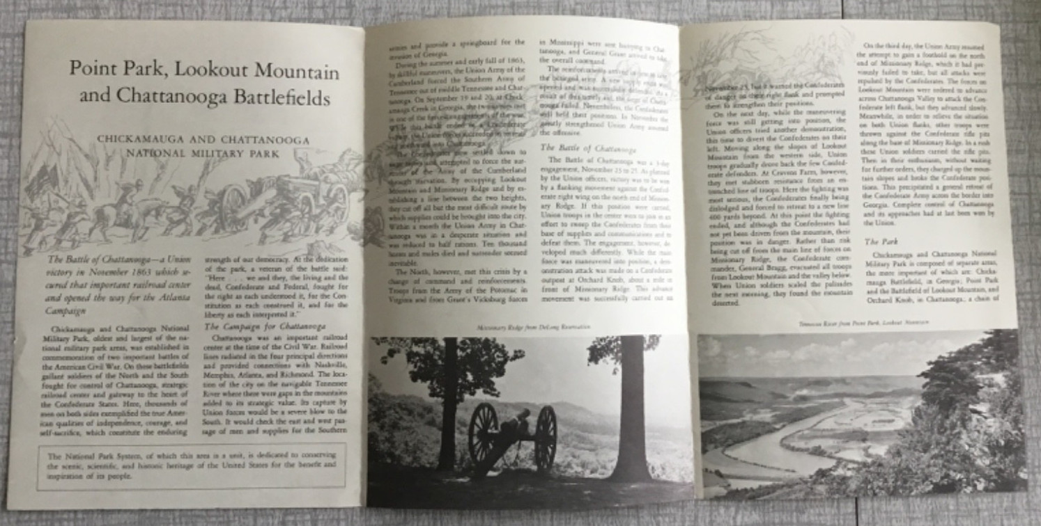 Point Park Lookout Mountain Chattanooga Battlefields Brochure Map 1961
