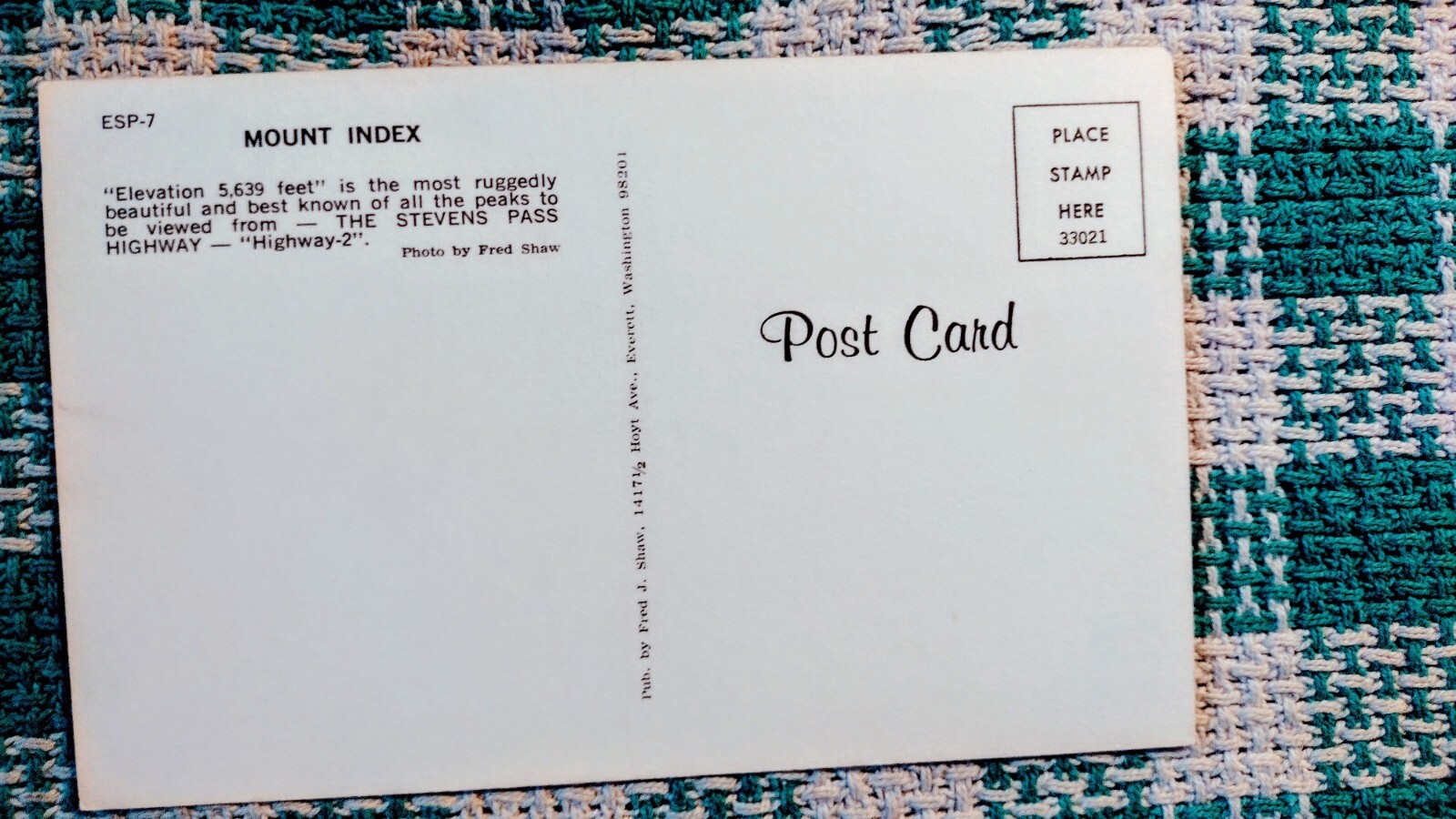 VINTAGE POST CARD MOUNT INDEX STEVENS PASS HIGHWAY WASHINGTON