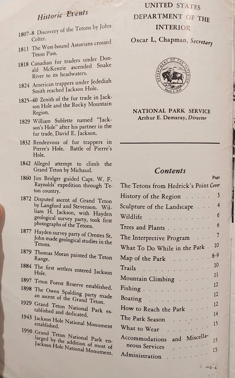 1951 Grand Teton Nation Park Guide Pamphlet Booklet Promo Wyoming