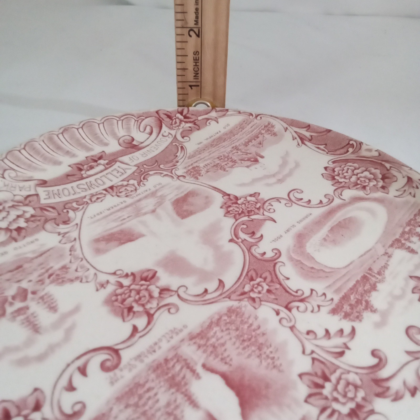Adams Old English Staffordshire Ware Yellowstone Park Pink Transferware Plate