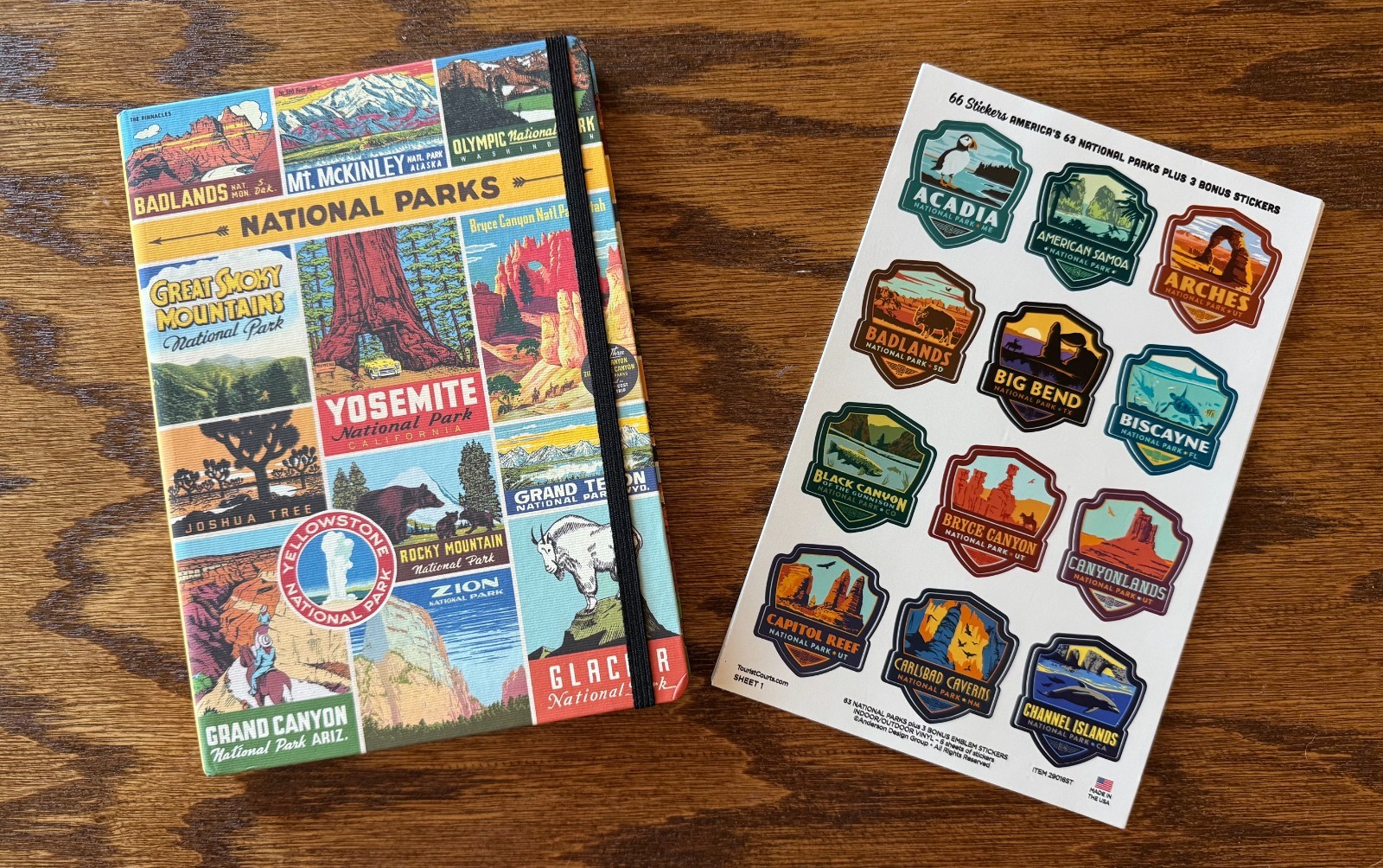NATIONAL PARKS Lined Journal Notebook Book 66 Sticker Set All Park Gift Souvenir