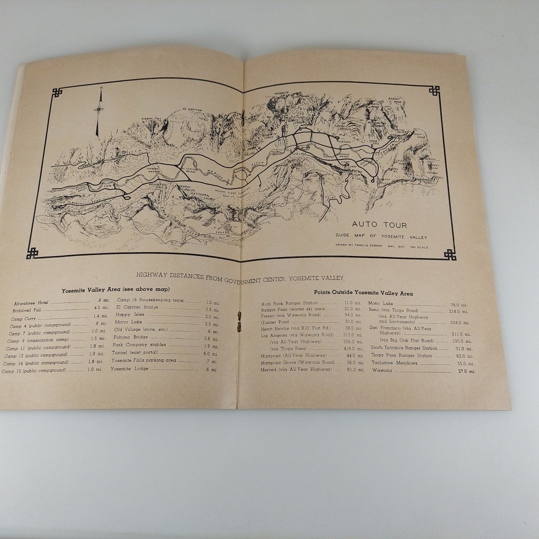 Self-Guiding Auto Tour of Yosemite Valley 1942 Yosemite Nature Notes Illustrated