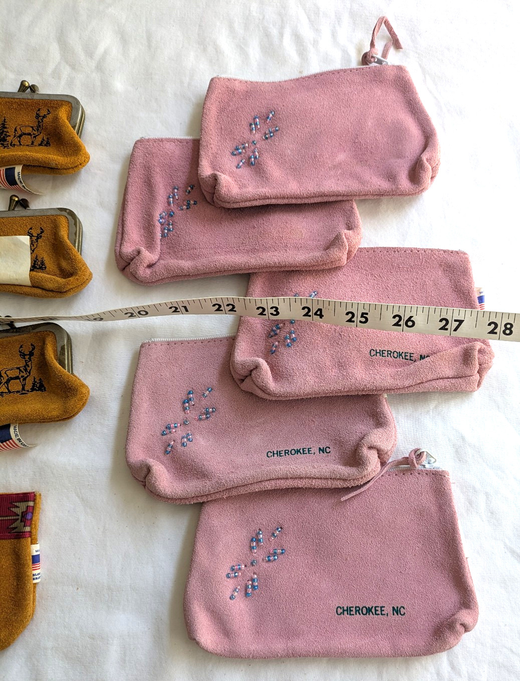 (21) Vintage Tawas Bay ++ Suede Leather Coin Purse Pouch Bloom Brothers USA