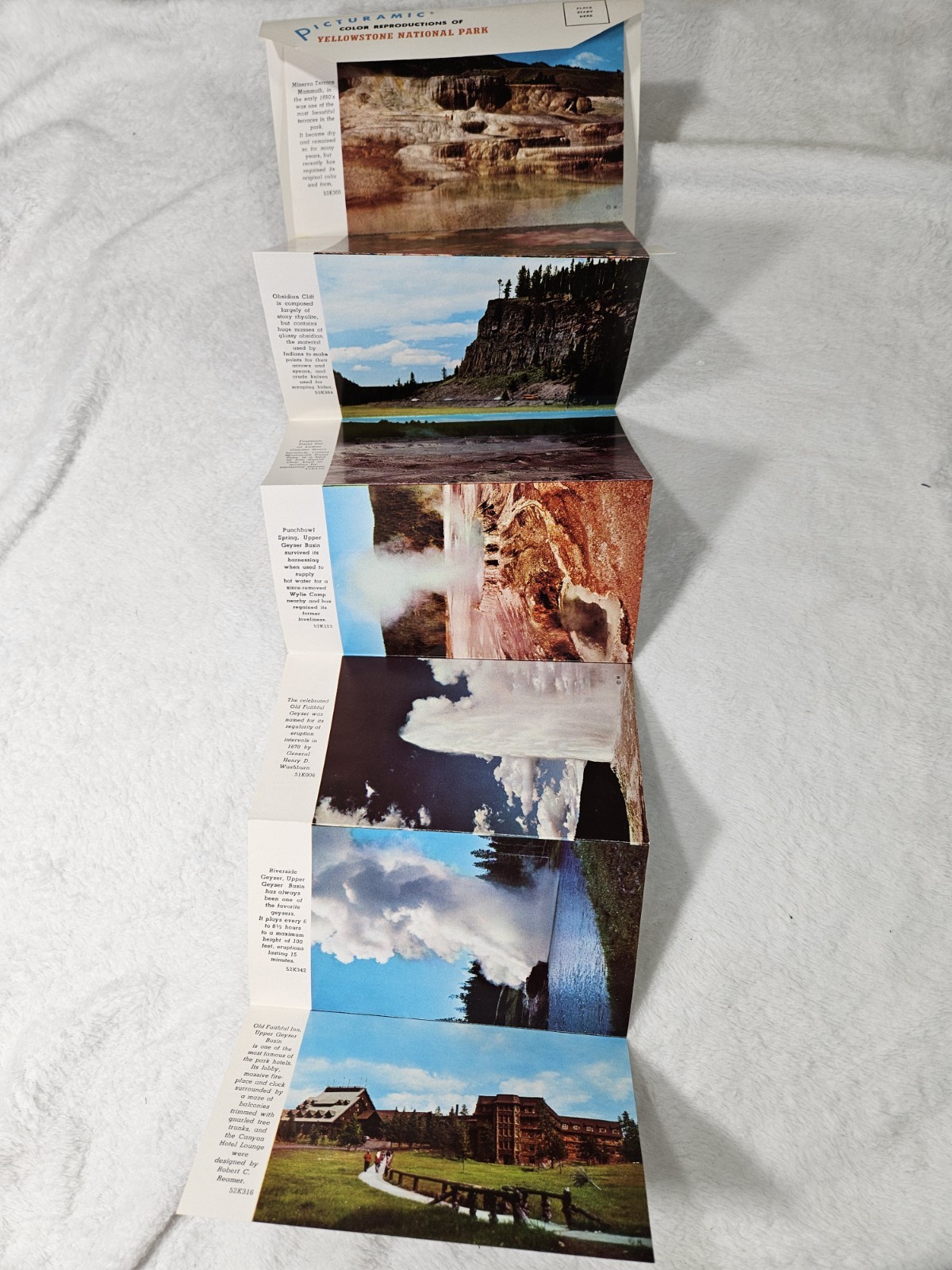 YELLOWSTONE NATIONAL PARK 1957 “PICTURAMIC” Unused Post Card With Photos